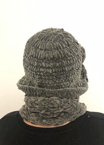 Gri Örgü Kadın Şapka - Görsel 3