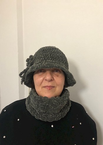 Gri Örgü Kadın Şapka - Görsel 2