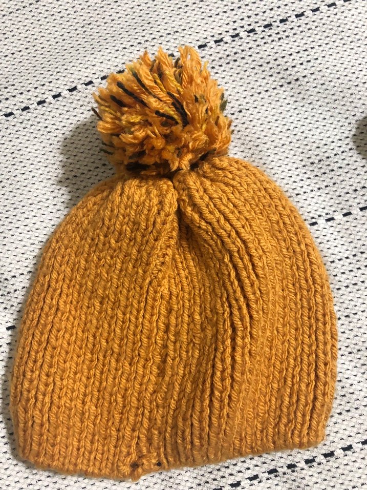 Sarı Örgü Kadın Bere Ponponlu - Görsel 2