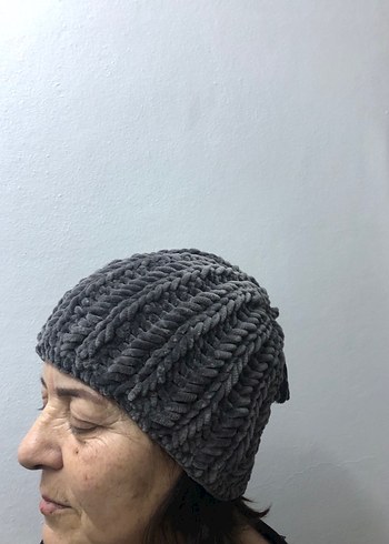 Gri el Örgü Kadın erkek Bere - Görsel 2