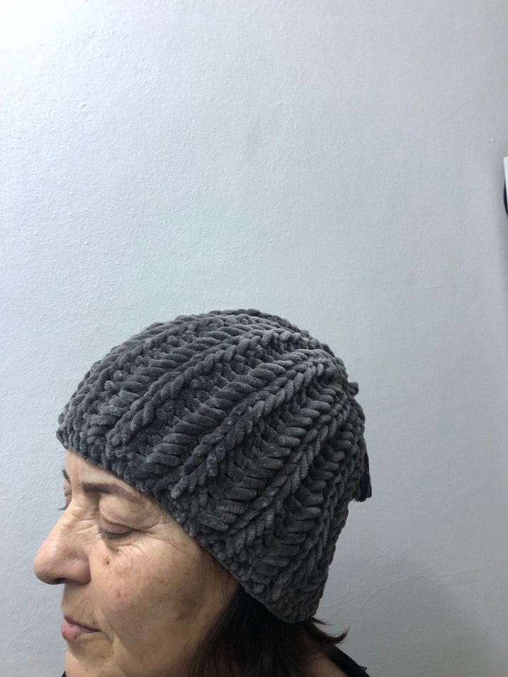 Gri el Örgü Kadın erkek Bere - Görsel 2