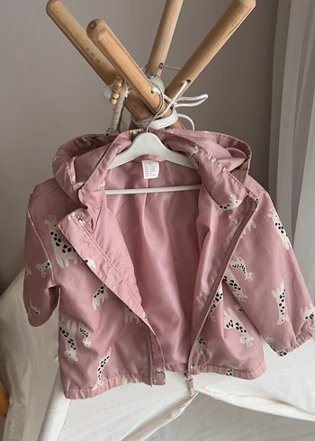 Kız Çocuk Pembe Kapüşonlu Desenli Yağmurluk H&M - Görsel 3