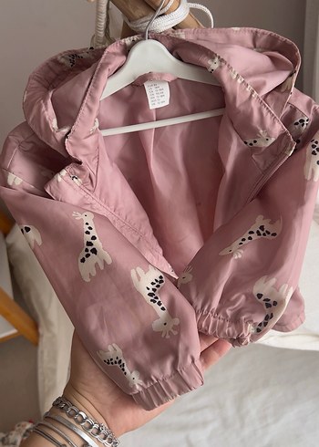 Kız Çocuk Pembe Kapüşonlu Desenli Yağmurluk H&M - Görsel 4