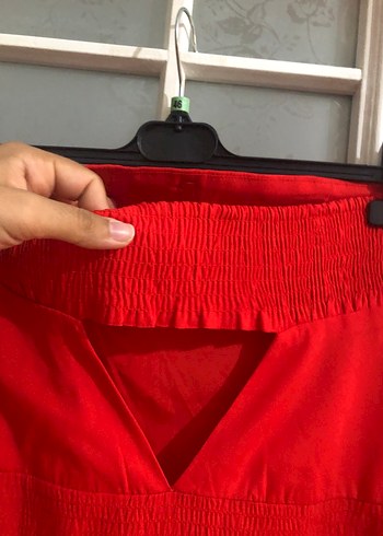 s Beden kırmızı Renk Kırmızı Straplez Mini Tulum
