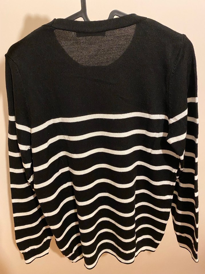 LC Waikiki Siyah-Beyaz Çizgili Kadın Triko Kazak - Görsel 2