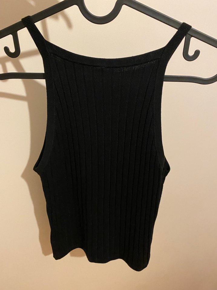 H&M Siyah Yüksek Yakalı Örme Kadın Atlet - Görsel 2