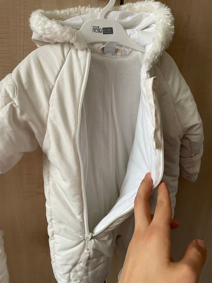 Beyaz Kürklü Nakışlı  Bebek Tulumu - Görsel 4