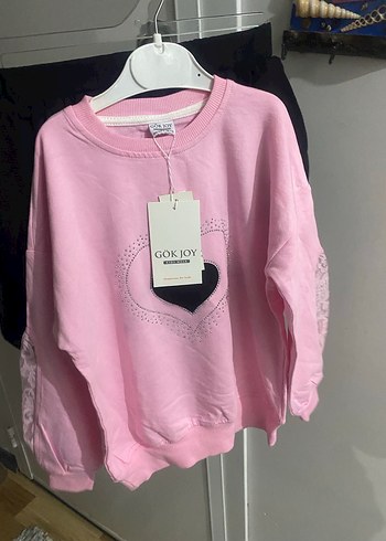 Dantel Detaylı Pembe Kız Çocuk Sweatshirt etek takım - Görsel 3