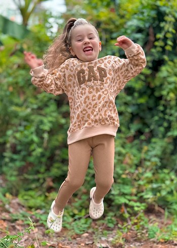 Kızlar için Leopar Desenli Puff Sweatshirt - Görsel 3