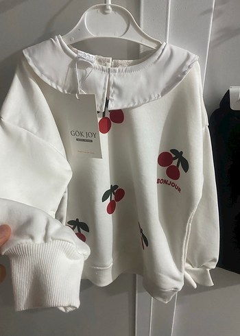 Beyaz Kiraz Baskılı Kız etek takın - Görsel 7