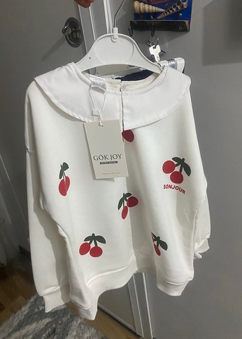 Beyaz Kiraz Baskılı Kız etek takın - Görsel 5