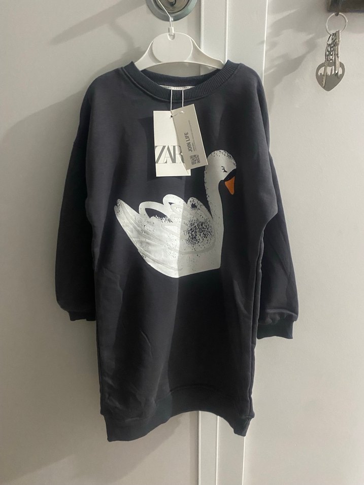 Kız Çocuk Gri Uzun Kollu Örme Elbise - Görsel 3