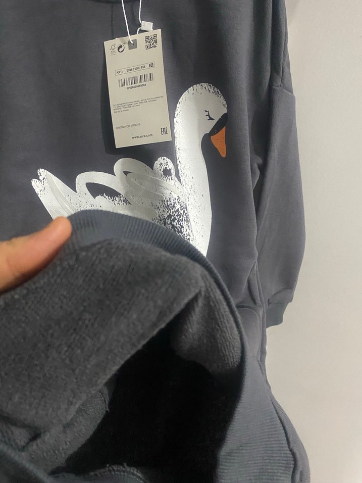 Kız Çocuk Gri Uzun Kollu Örme Elbise - Görsel 5