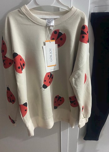 Beyaz Baskılı Pamuklu Kız Sweatshirt - Görsel 6