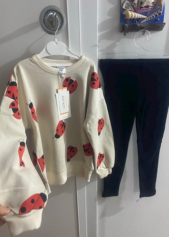 Beyaz Baskılı Pamuklu Kız Sweatshirt - Görsel 2