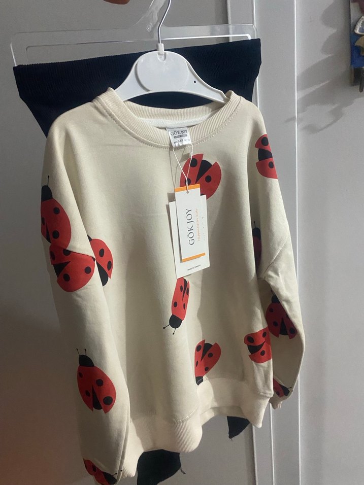 Beyaz Baskılı Pamuklu Kız Sweatshirt - Görsel 5