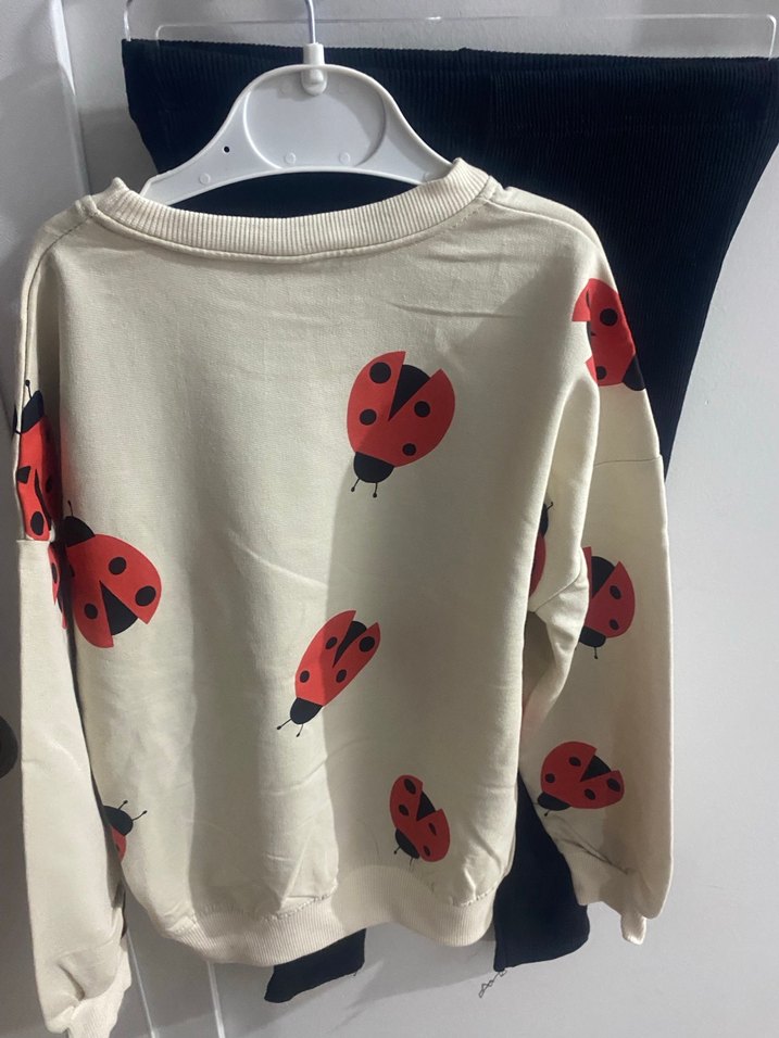 Beyaz Baskılı Pamuklu Kız Sweatshirt - Görsel 3