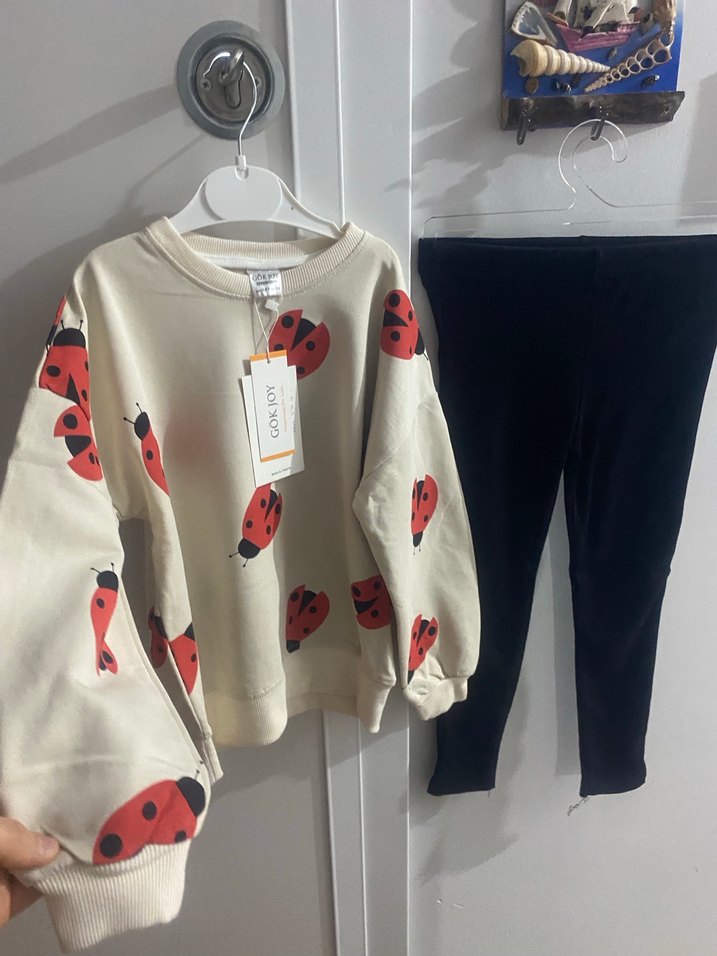 Beyaz Baskılı Pamuklu Kız Sweatshirt - Görsel 2