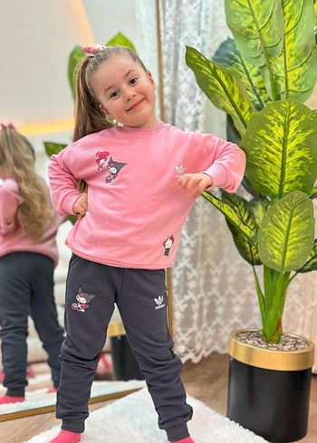 Kızlar için Pembe Baskılı eşofman takımı - Görsel 6