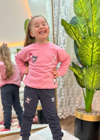 Kızlar için Pembe Baskılı eşofman takımı - Görsel 5