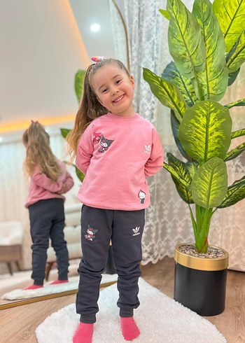 Kızlar için Pembe Baskılı eşofman takımı - Görsel 2