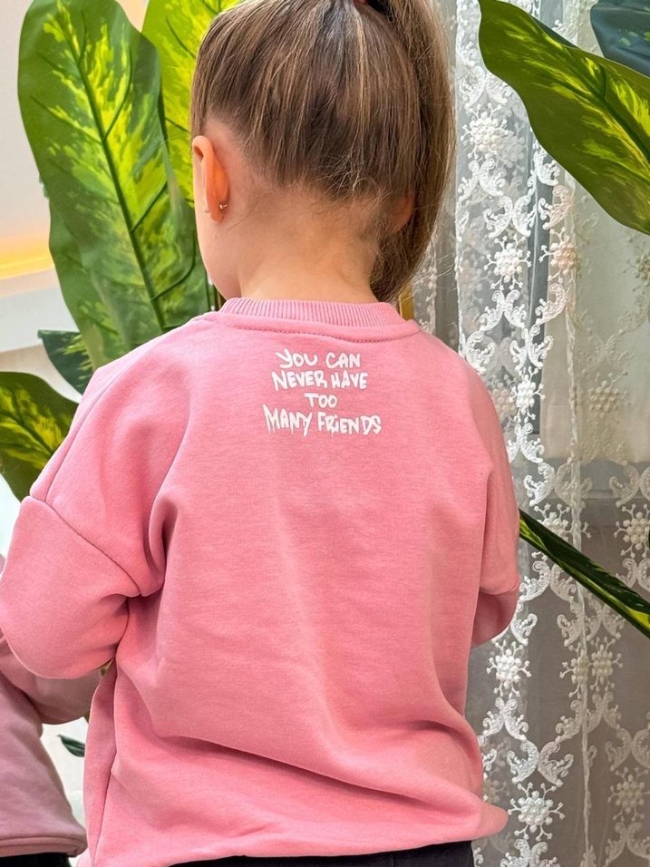 Kızlar için Pembe Baskılı eşofman takımı - Görsel 4