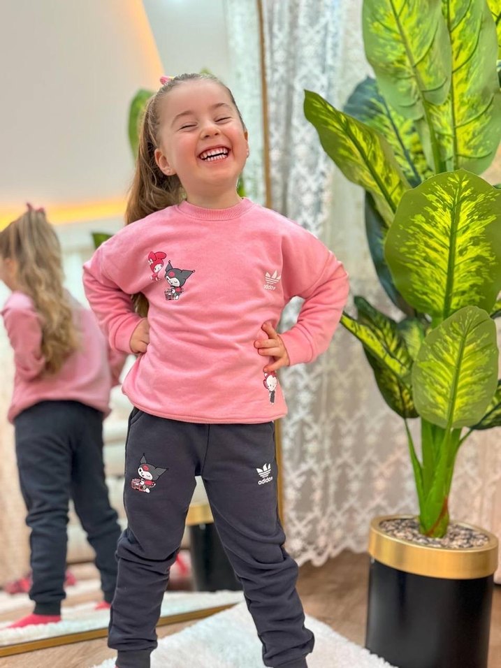 Kızlar için Pembe Baskılı eşofman takımı - Görsel 5