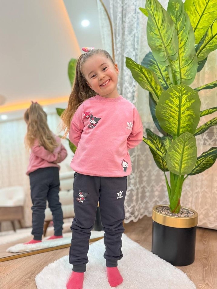 Kızlar için Pembe Baskılı eşofman takımı - Görsel 2