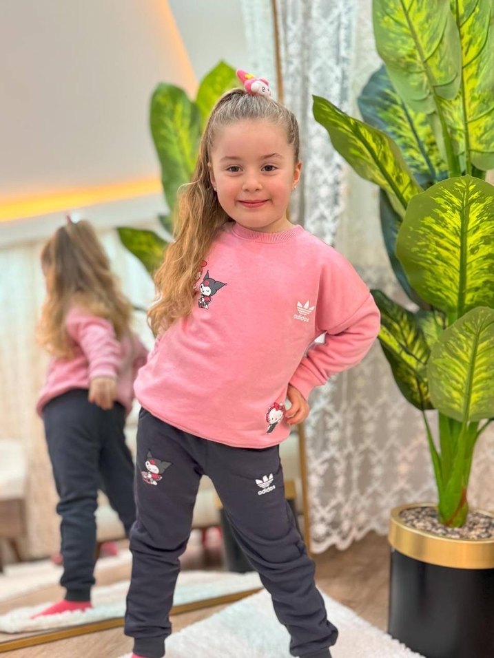 Kızlar için Pembe Baskılı eşofman takımı - Görsel 3