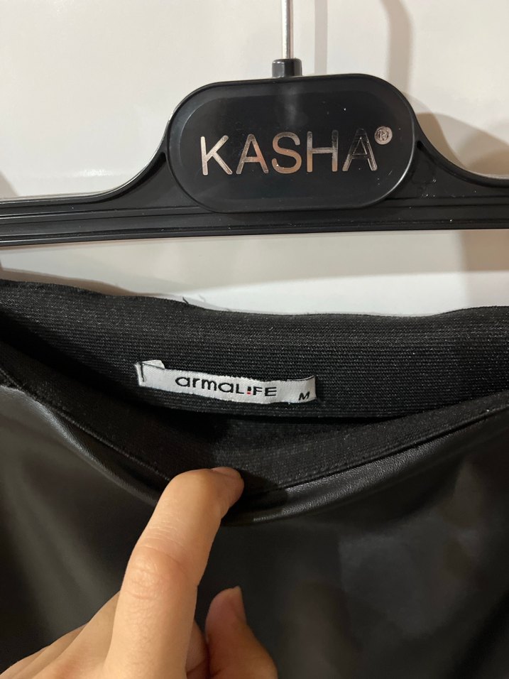 Siyah Deri Uzun Etek - Görsel 2