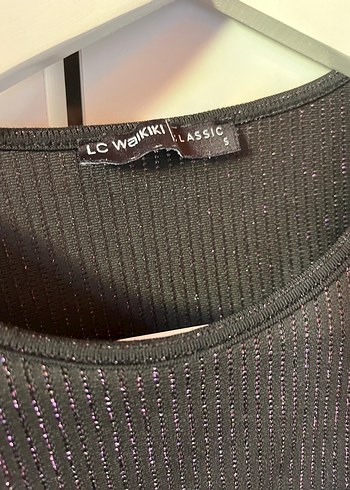 Siyah Kadın Uzun Kollu simli bluz - Görsel 2