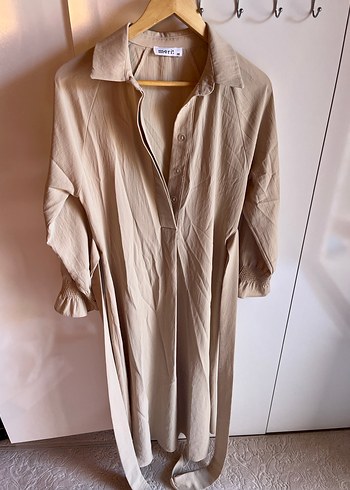 Bej Uzun Kadın elbise - Görsel 2