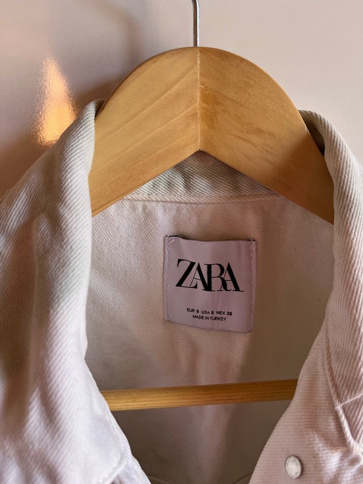 Beyaz batik desen Oversize Tie-Dye Denim Ceket - Görsel 4