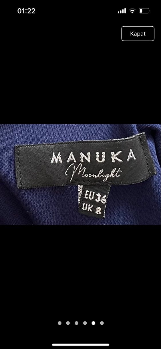 Manuka Drapeli Lacivert Uzun Elbise - Görsel 4