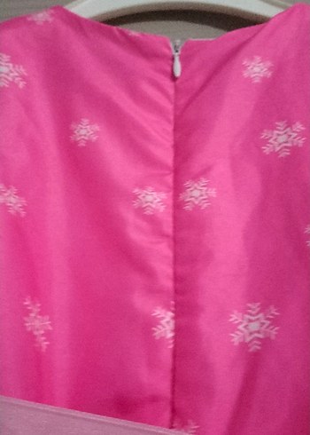 Kız Çocuk Pembe Baskılı Elbise - Görsel 5