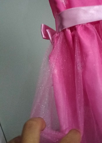 Kız Çocuk Pembe Baskılı Elbise - Görsel 4