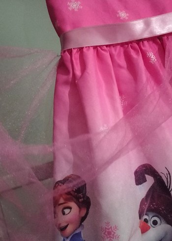 Kız Çocuk Pembe Baskılı Elbise - Görsel 2