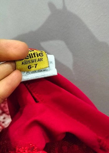 Kız Çocuk Kırmızı Dantel Elbise - Görsel 6