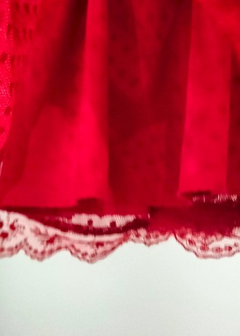 Kız Çocuk Kırmızı Dantel Elbise - Görsel 5