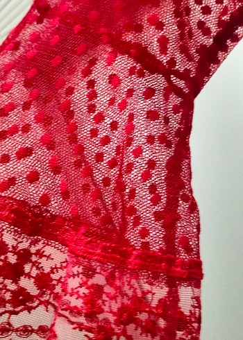 Kız Çocuk Kırmızı Dantel Elbise - Görsel 4