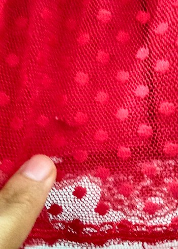 Kız Çocuk Kırmızı Dantel Elbise - Görsel 3