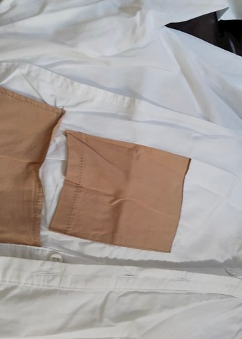 Düğmeli  Beyaz Keten Gömlek - Görsel 4