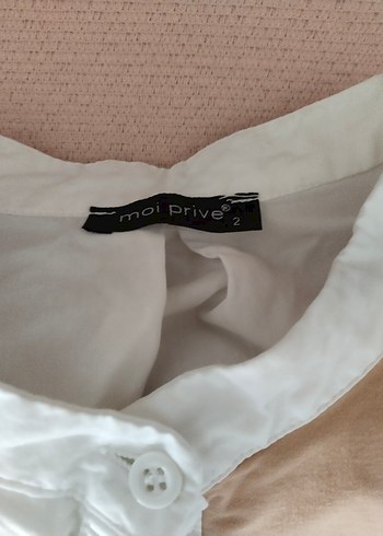 Düğmeli  Beyaz Keten Gömlek - Görsel 2