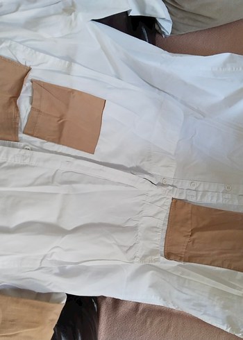 Düğmeli  Beyaz Keten Gömlek - Görsel 5