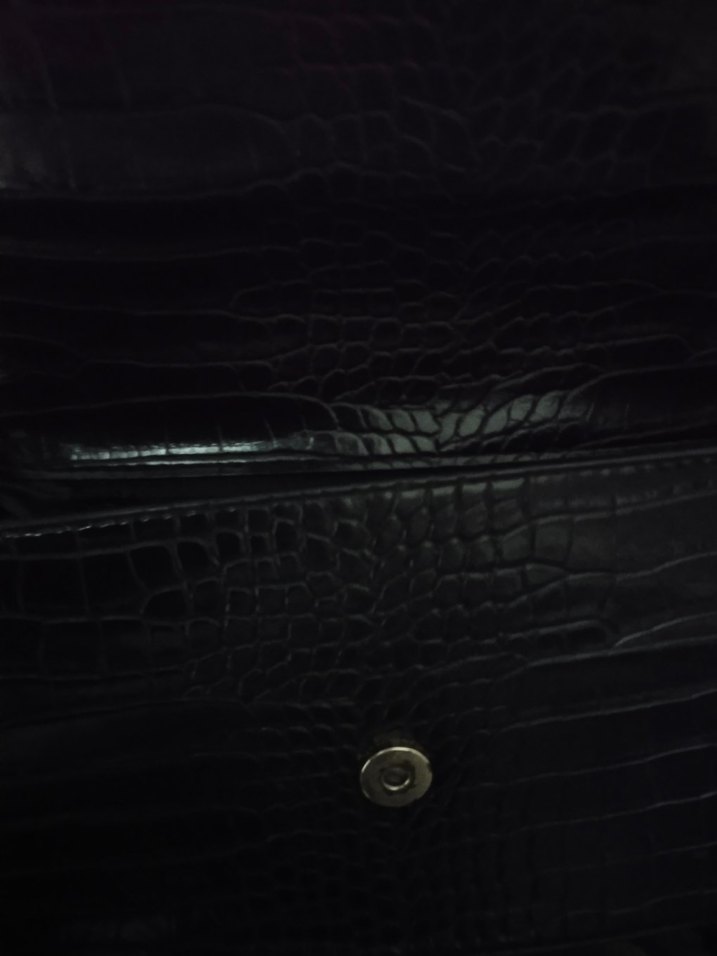 Klasik Siyah Deri Yılan Desenli Kadın Çanta - Görsel 3