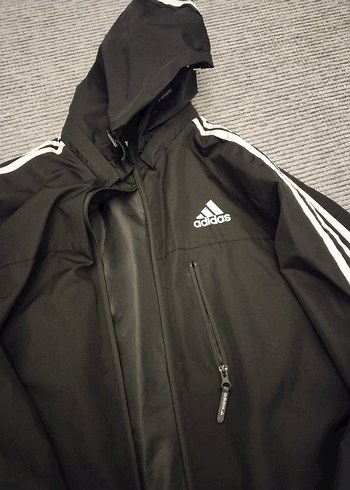 Adidas Siyah Kapüşonlu Erkek Yağmurluk - Görsel 4