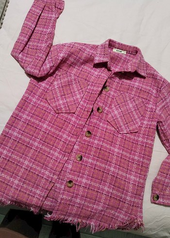 Düğmeli Uzun Kollu Pembe Kadın Gömlek - Görsel 6