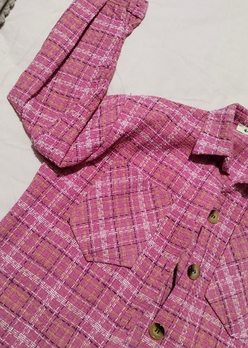 Düğmeli Uzun Kollu Pembe Kadın Gömlek - Görsel 5