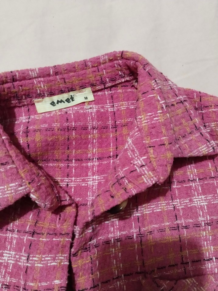 Düğmeli Uzun Kollu Pembe Kadın Gömlek - Görsel 2