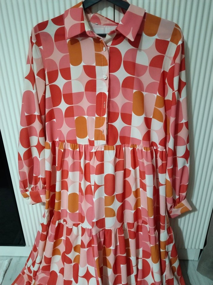 Bohem Çok Renkli Uzun Drapeli Elbise - Görsel 2